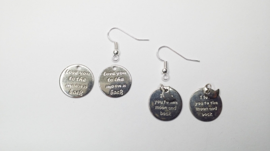 I love you Ohrringe silberfarben Vintage Optik